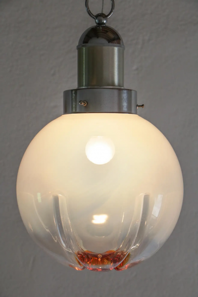 Italian Space Age Ball Pendant Lamp Attributed to Mazzega 1970s