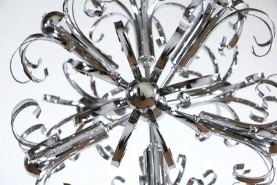 Italian Space Age Chrome Sputnik Chandelier Pendant Lamp 1970s