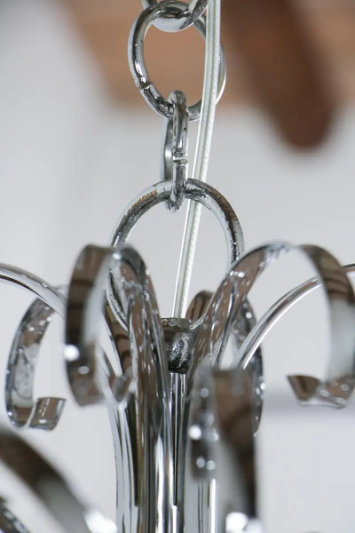 Italian Space Age Chrome Sputnik Chandelier Pendant Lamp 1970s