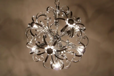 Italian Space Age Chrome Sputnik Chandelier Pendant Lamp 1970s
