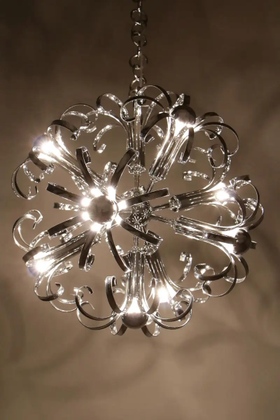 Italian Space Age Chrome Sputnik Chandelier Pendant Lamp 1970s