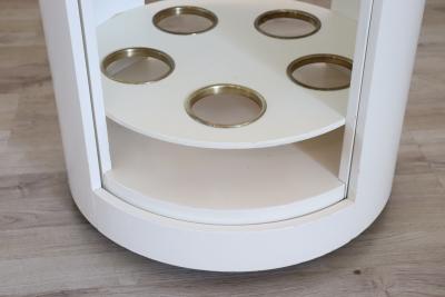 Italian Space Age White Bar Cart on Wheels with Sliding Door 1960s