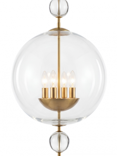 Italian Spherical Glass and Brass Pendant