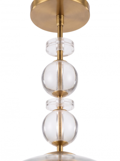 Italian Spherical Glass and Brass Pendant