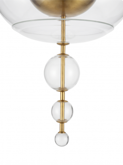 Italian Spherical Glass and Brass Pendant