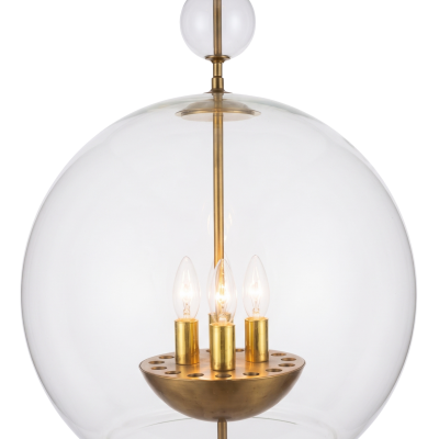 Italian Spherical Glass and Brass Pendant