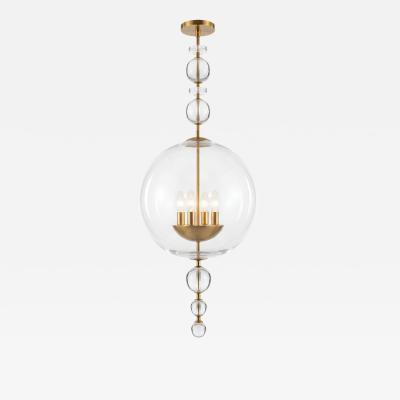 Italian Spherical Glass and Brass Pendant