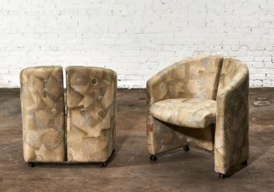 Italian Split Back Barrel Chairs 1970