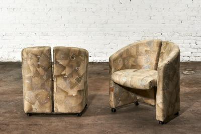 Italian Split Back Barrel Chairs 1970