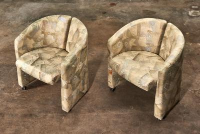 Italian Split Back Barrel Chairs 1970