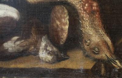 Italian Still Life Painting of a Cat with Game