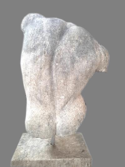 Italian Stone Sculpture of Classical Torso with Base