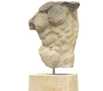 Italian Stone Sculpture of Classical Torso with Base