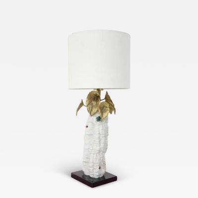 Italian Table Lamp with Brass Flowers