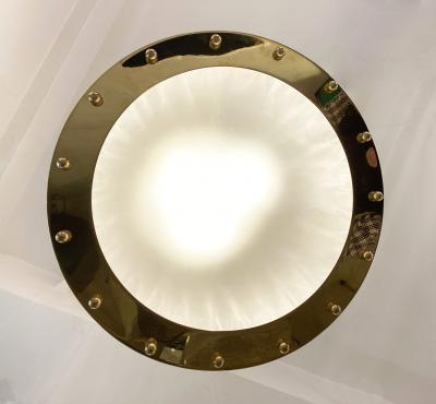 Italian Tall Crystal Twisted Murano Glass Brass Lantern Pendant Chandelier