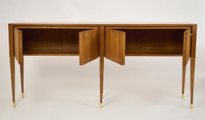 Italian Tall Narrow Cabinet with Rippled Doors 1950s