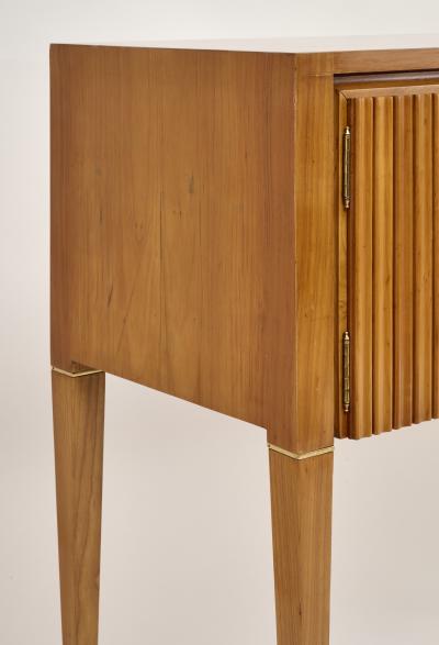 Italian Tall Narrow Cabinet with Rippled Doors 1950s