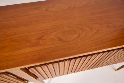 Italian Tall Narrow Cabinet with Rippled Doors 1950s