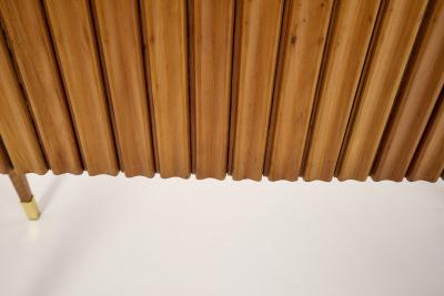 Italian Tall Narrow Cabinet with Rippled Doors 1950s