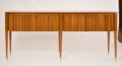 Italian Tall Narrow Cabinet with Rippled Doors 1950s