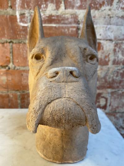 Italian Terracotta Cane Corso Sculpture 1980