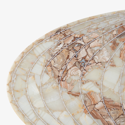 Italian Tessellated Stone Map of the World Art Sculpture in Quartz and Agate