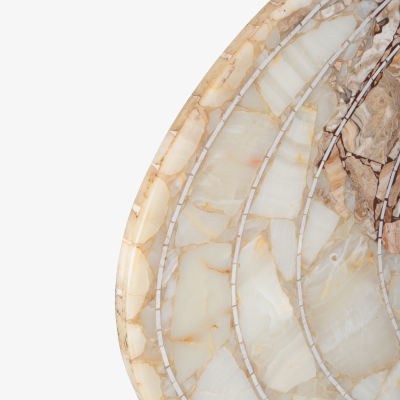 Italian Tessellated Stone Map of the World Art Sculpture in Quartz and Agate