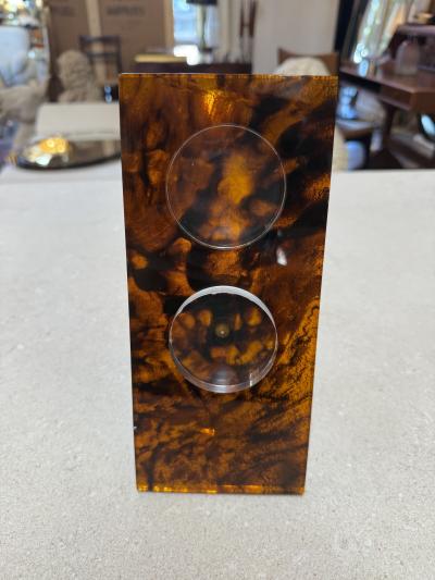 Italian Tortoiseshell Lucite Double Picture Frame 1970s