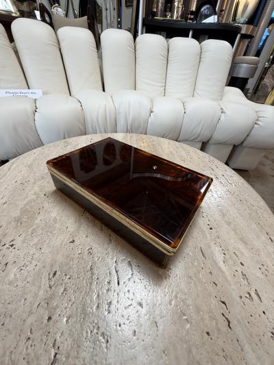 Italian Tortoiseshell Lucite and Brass Decorative Box 1970s
