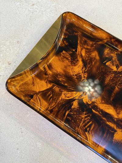 Italian Tortoiseshell Lucite and Brass Tray 1970s