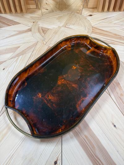 Italian Tortoiseshell Serving Tray with Brass Handles
