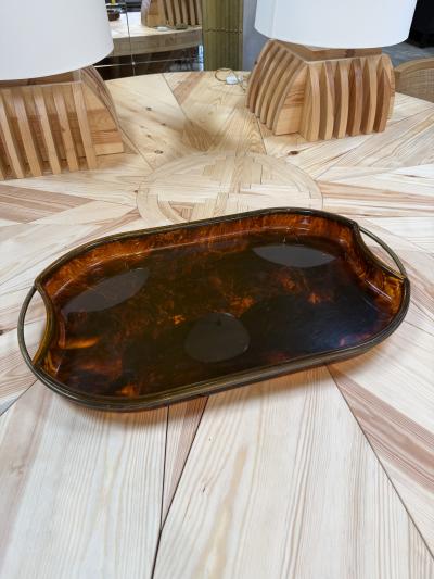 Italian Tortoiseshell Serving Tray with Brass Handles