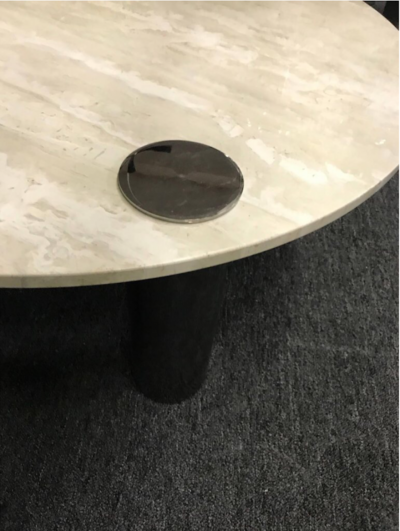 Italian Travertine Coffee Table or Center Table with Chrome Pillars