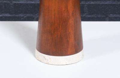 Italian Travertine Walnut Cone Style Table Lamp