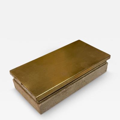 Italian Travertine and Brass Decorative Box