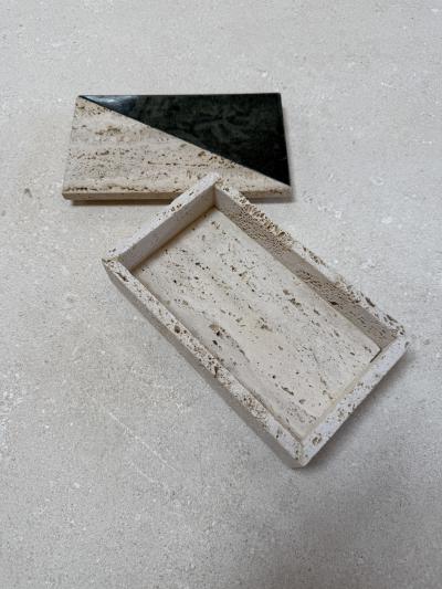 Italian Travertine and Marble Box 1970s