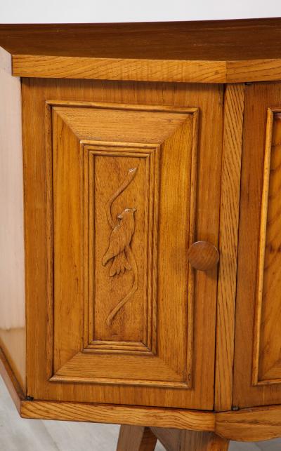 Italian Tuscan Art Deco Carved Oak Sideboard or Credenza circa 1940