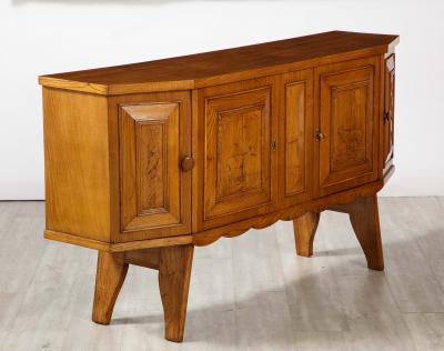 Italian Tuscan Art Deco Carved Oak Sideboard or Credenza circa 1940