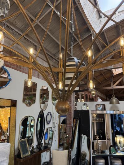 Italian Twelve Light Bronze Chandelier Mid Century Modern circa 1970s