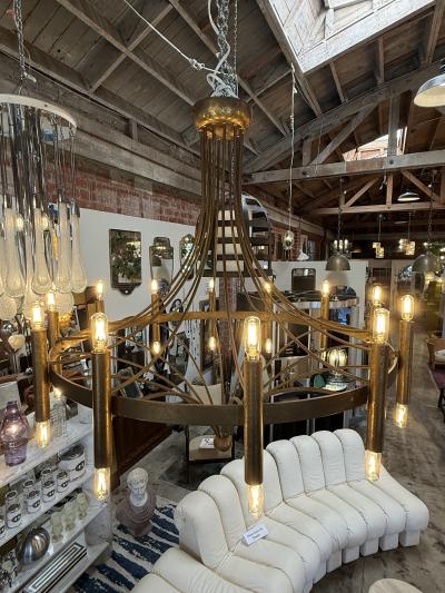 Italian Twelve Light Bronze Chandelier Mid Century Modern circa 1970s