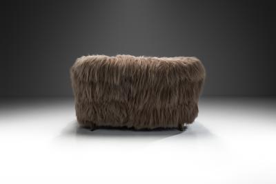 Italian Two Seater Sofa with Longhair Sheepskin Italy ca 1940s