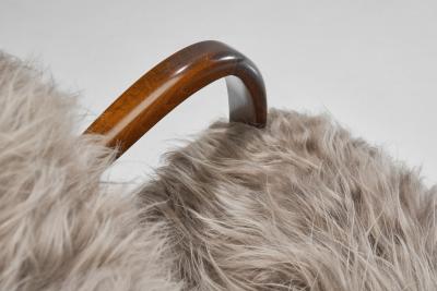Italian Two Seater Sofa with Longhair Sheepskin Italy ca 1940s