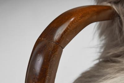 Italian Two Seater Sofa with Longhair Sheepskin Italy ca 1940s
