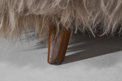 Italian Two Seater Sofa with Longhair Sheepskin Italy ca 1940s