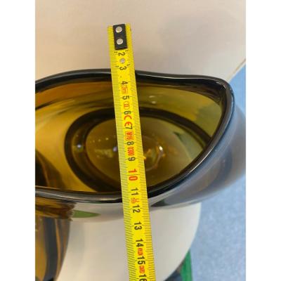 Italian Unique Artistic Murano Glass Vases Amber Fume