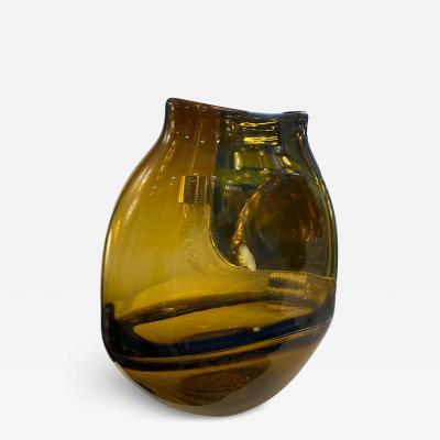Italian Unique Artistic Murano Glass Vases Amber Fume