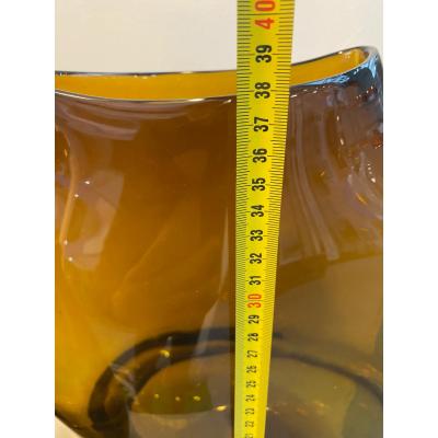 Italian Unique Artistic Murano Glass Vases Amber Fume