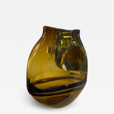 Italian Unique Artistic Murano Glass Vases Amber Fume