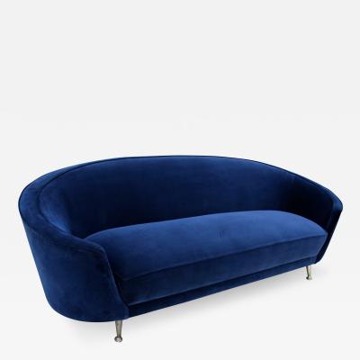 Italian Velvet Sofa in the Style of Ico Parisi 1960s