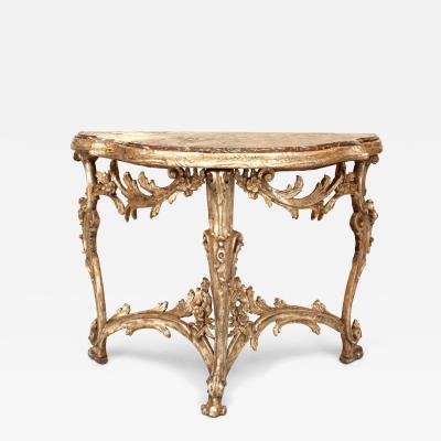 Italian Venetian Gilt Marble Console Table